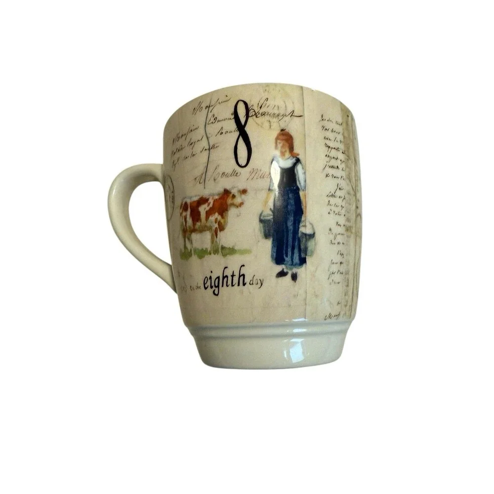 Williams Sonoma 7th & 8th Day Of Christmas Mug 2010 7 Swans 8 Maids